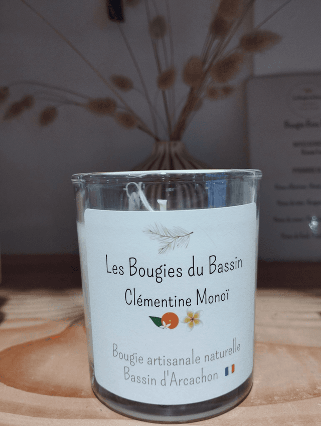 Clémentine-Monoï - Bougie artisanale - plus de 30 heures de combustion (1)