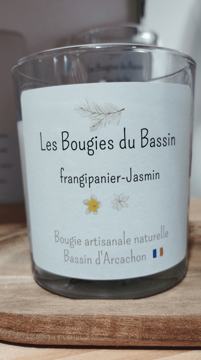 Frangipanier-Jasmin  Bougie artisanale - plus de 30 heures de combustion